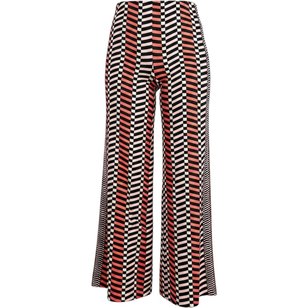 Marella Polline Cropped Pants Womens 8 Orange Pink Geometric Wide‎ Leg Culottes